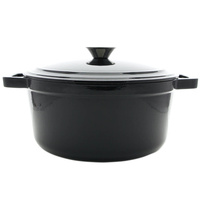 GARNEK ŻELIWNY 4.5L EMALIOWANY Z POKRYWKĄ GAR CZARNY RONDELEK SOLIDNY