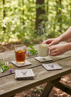 PODKŁADKA POD KUBEK SZKLANKĘ FILCOWA PODSTAWKA ZESTAW 4 BEŻOWE 10×10 CM