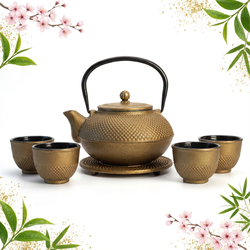 CZAJNIK ŻELIWNY 1,5L ZAPARZACZ DO HERBATY 4 CZARKI ZESTAW 5 ele NA PREZENT