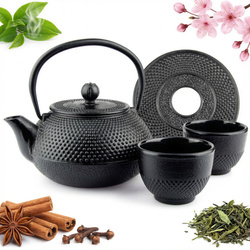 CZAJNIK IMBRYK ŻELIWNY 0.8L ZAPARACZ DO HERBATY + 2 CZARKI PODKŁADKA ŻELWNA