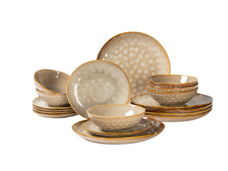 SERWIS OBIADOWY CERAMICZNY 18 ELEMENTÓW DLA 6 OSÓB LIGHT BROWN OMBRES INSTA