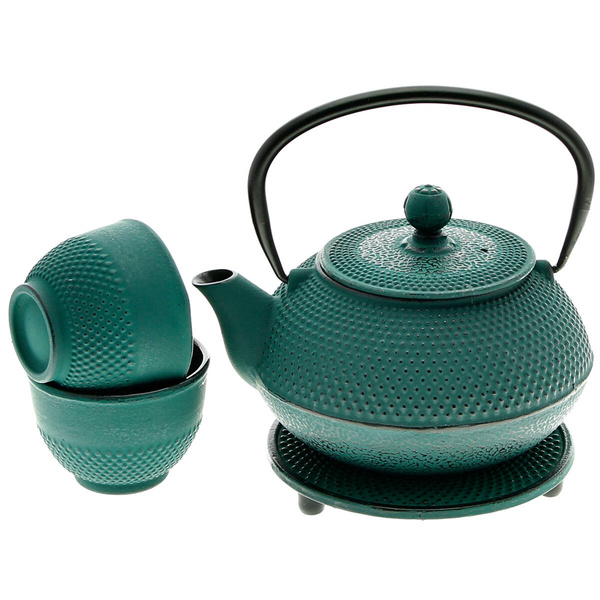 CZAJNIK 0.8L ŻELIWNY 2x CZARKI PODKŁADKA IMBRYK Z SITKIEM DO ZIÓŁ HERBATY