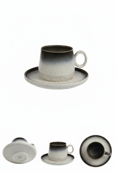 FILIŻANKA CERAMIKA 120 ML ELEGANCKI DESIGN Z TALERZYKIEM LUNA LINE