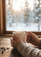 KUBEK 300 ML ZIMOWY ŚWIĄTECZNY DECO, BEŻ DO GORĄCYCH NAPOJÓW ZMYWARKA