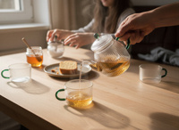 CZAJNIK DZBANEK Z ZAPARZACZEM 0,5L Z FILIŻANA 250ml ZESTAW DO HERBATY SZKŁO