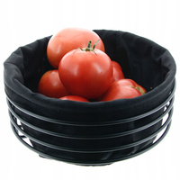 KOSZYK METALOWY NA CHLEB + WKŁAD Z TKANINY CZARNY