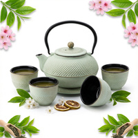 CZAJNIK 1,5L ŻELIWNY 4x CZARKI PODKŁADKA ZESTAW