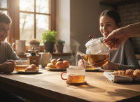 CZAJNIK DZBANEK Z ZAPARZACZEM 0,5L Z FILIŻANA 250ml ZESTAW DO HERBATY SZKŁO