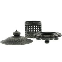 KOMINEK LED LAMPION LATARNIA ŻELIWNA LAMPA 3D Z OGNIEM RUCHOMYM PŁOMIEŃ