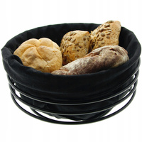 KOSZYK METALOWY NA CHLEB + WKŁAD Z TKANINY CZARNY