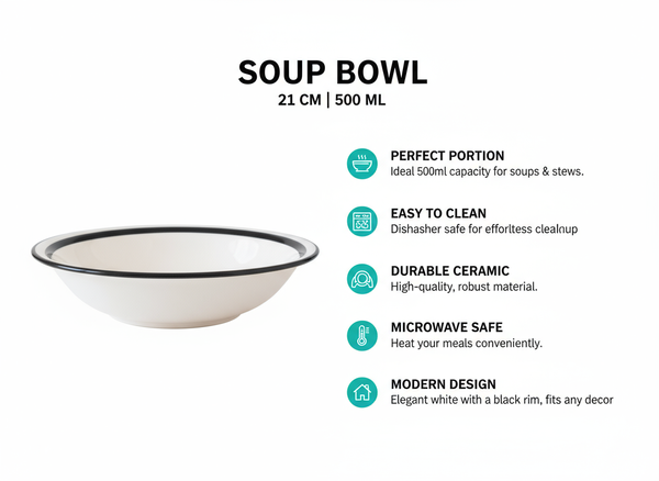 TALERZ DO ZUPY OBIADOWY ŚNIADANIOWY 500ML CERAMIKA Ø 21 CM DO SERWOWANIA