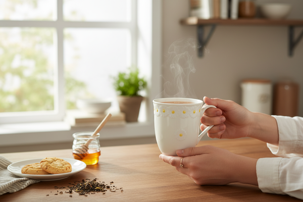 KUBEK DO KAWY HERBATY CZEKOLADY 300 ml BIAŁY CERAMIKA DESIGN DAISY LINE