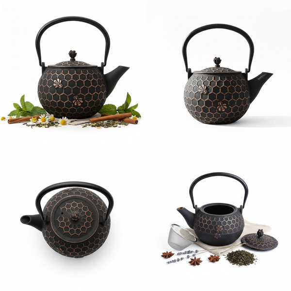 CZAJNIK ŻELIWNY IMBRYK PSZCZÓŁKA 1,8L DO HERBATY + PODGRZEWACZ ŻELIWNY