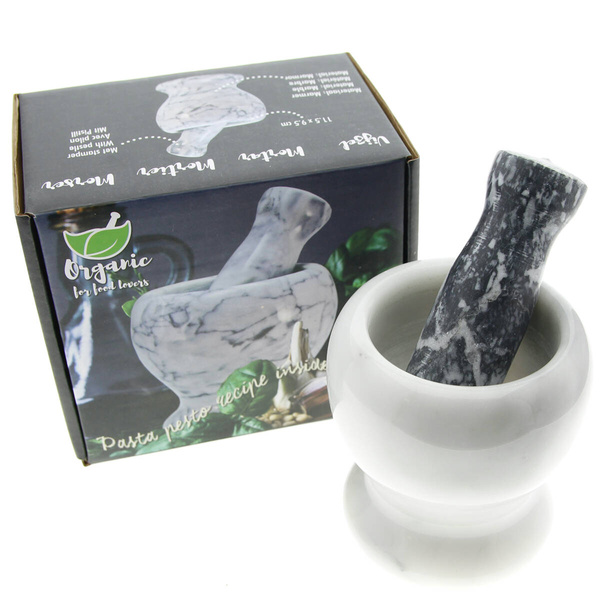 MOŹDZIERZ KUCHENNY Z TŁUCZKIEM KAMIENNY MARMUR