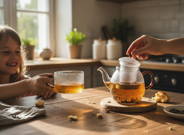 CZAJNIK DZBANEK Z ZAPARZACZEM 0,5L Z FILIŻANA 250ml ZESTAW DO HERBATY SZKŁO