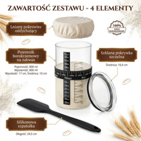 ZESTAW STARTOWY DUŻY POJEMNIK SZKLANY 800 ML DO ZAKWASU Z TERMOMETREM