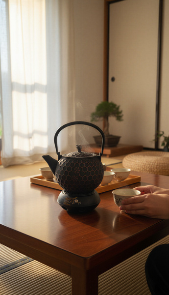 CZAJNIK ŻELIWNY IMBRYK 1,8L ZAPARZACZ DO HERBATY + PODGRZEWACZ + WIDELCZYK