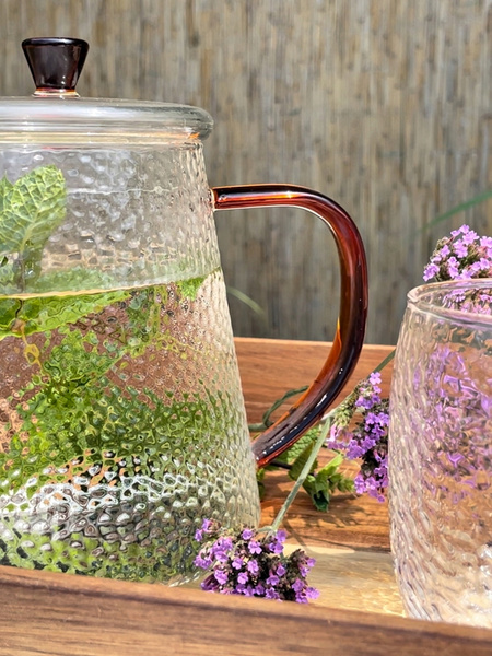 Żaroodporny szklany ZESTAW JACK zaparzacz + 2 szklanki BURSZTYN