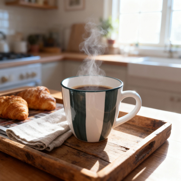 KUBEK 350ML DO ŚWIĄTECZNY CERAMIKA ZIELONO-BIAŁY, ZMYWARKA