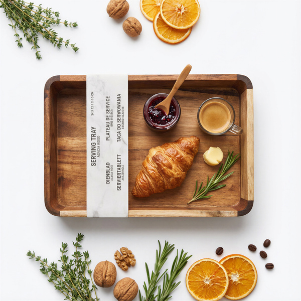 TACA ŚNIADANIOWA TACKA DREWNIANA DESKA DO SERWOWANIA PODAWANIA 24x17,7x4,5