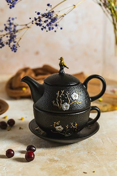 ZAPARZACZ 0.4L FILIŻANKA ŻELIWNA IMBRYK Z SITKIEM DO PARZENIA HERBATY ZIÓŁ