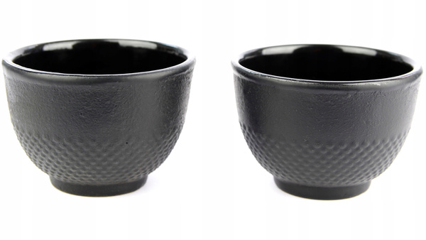 FILIŻANKI CZARKI ŻELIWNE ZESTAW DLA 6 OSOB DO HERBATY I ZIÓŁ 100 ml CZARNE