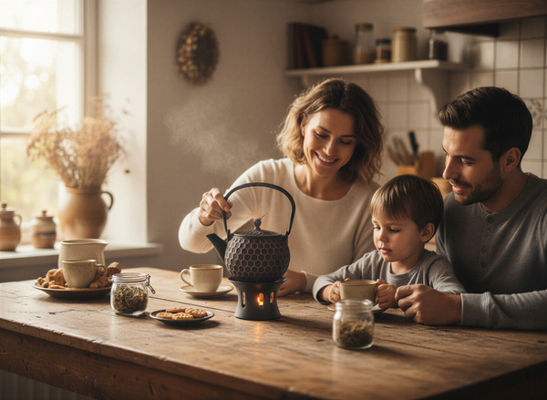 CZAJNIK ŻELIWNY IMBRYK PSZCZOŁKA 1,2 L ZAPARZACZ DO HERBATY + PODGRZEWACZ