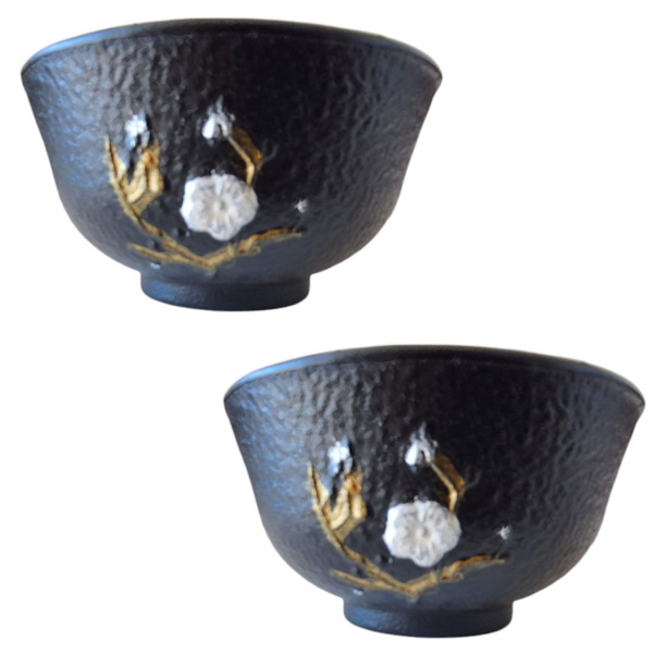 CZARKI ŻELIWNE 2 FILIŻANKI ZESTAW ŻELIWNY DO HERBATY 100ml EMALIOWANE