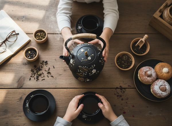 CZAJNIK ŻELIWNY IMBRYK 1L + ZAPARZACZ SITKO DO HERBATY I ZIÓŁ + PODGRZEWACZ