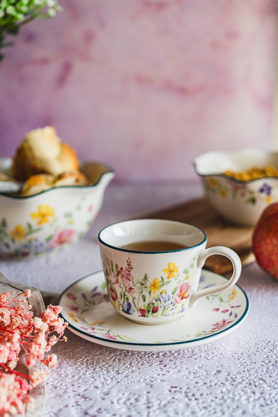 Filiżanka ze spodkiem PANI KWIATEK ceramiczna 250ml