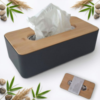 POJEMNIK CHUSTECZNIK PUDEŁKO NA CHUSTECZKI SERWETKI PODAJNIK BAMBUSOWO/PLAS