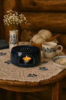 PODGRZEWACZ CERAMICZNY DO DZBNAKA CZAJNIKA NA ŚWIECZKĘ TEA LIGHT GRANATOWY