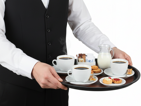 TACA KUCHENNA KELNERSKA ANTYPOŚLIZGOWA IMITACJA DREWNA BRĄZ OKRĄGŁA 36 cm