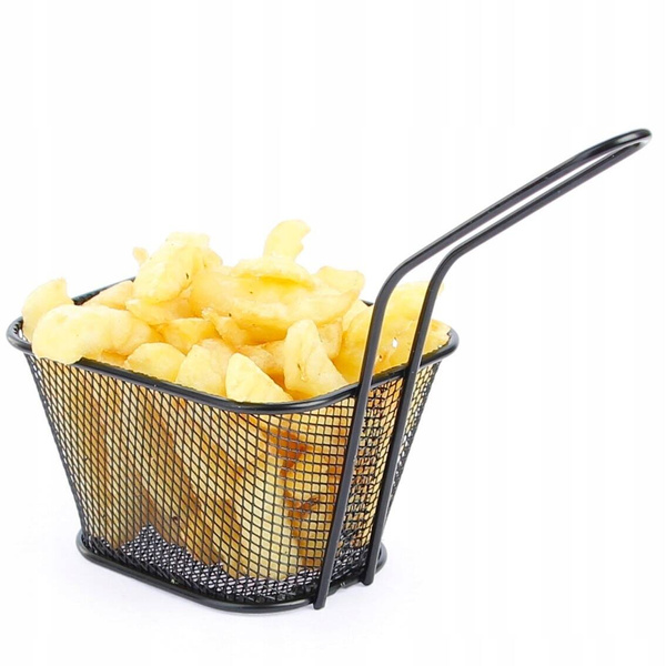KOSZYCZEK DO SERWOWANIA FRYTEK PRZEKĄSEK MINI STALOWY KOSZYCZEK CZARNY