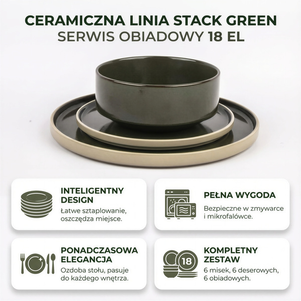 SERWIS OBIADOWY KOMPLET TALERZY 18EL. ZASTAWA OBIADOWA ZESTAW NA 6 OSÓB