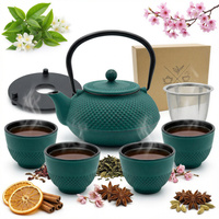 CZAJNIK ŻELIWNY 1,5L IMBRYK 4x CZARKI PODKŁADKA ZAPARCZ SITKO DO HERBATY