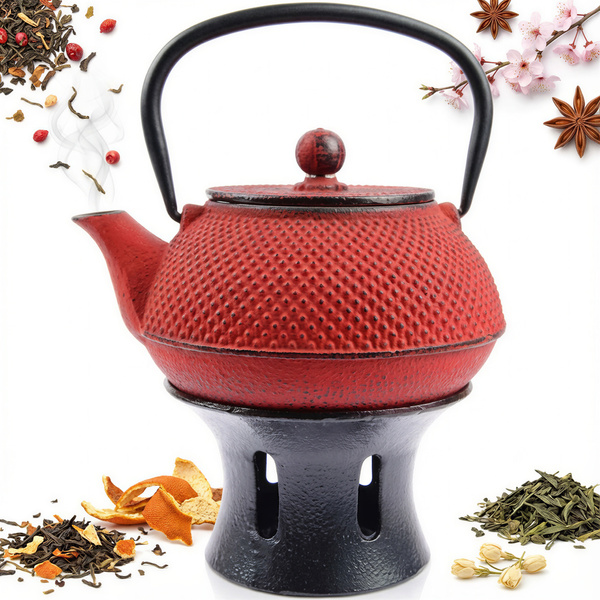 ZAPARZACZ CZAJNIK 0,8L ŻELIWNY PODGRZEWACZ ZESTAW