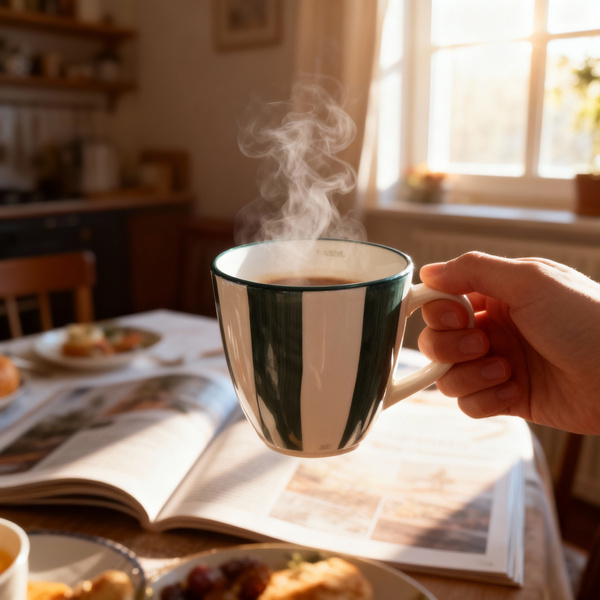 KUBEK 350ML DO ŚWIĄTECZNY CERAMIKA ZIELONO-BIAŁY, ZMYWARKA