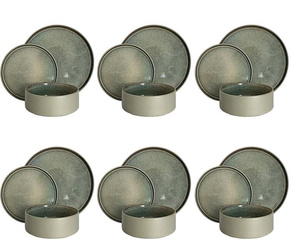 SERWIS OBIADOWY ŚNIADANIOWY 18el  ZESTAW TALERZY DLA 6 OSÓB STACK GREY