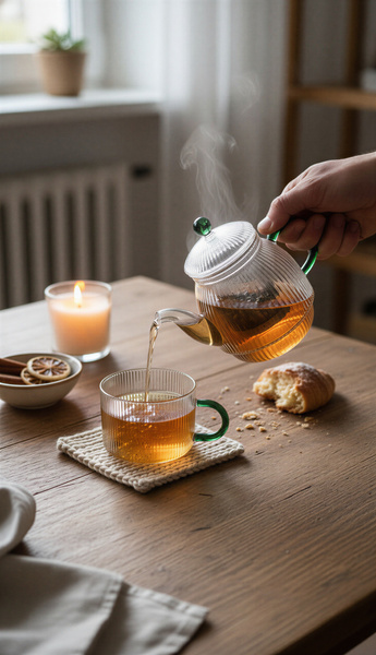 CZAJNIK DZBANEK Z ZAPARZACZEM 0,5L Z FILIŻANA 250ml ZESTAW DO HERBATY SZKŁO