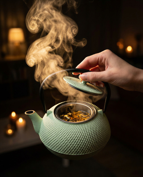 CZAJNIK ŻELIWNY IMBRYK 1.8L DUŻY MIĘTOWY DO HERBATY + ZAPARZACZ STALOWY