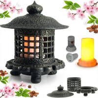 KOMINEK LED LAMPION LATARNIA ŻELIWNA LAMPA 3D Z OGNIEM RUCHOMYM PŁOMIEŃ