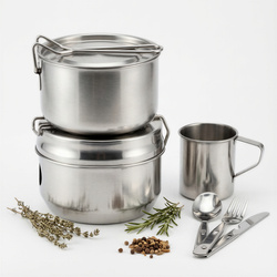 MENAŻKA STALOWA HARCERSKA TURYSTYCZNA ZESTAW 7 CZ