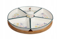 PATERA CERAMICZNA OBROTOWA NA BAMBUSIE 27,5 CM 7EL PANI KWIATEK