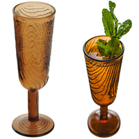 KIELISZEK DO SZAMPANA SZKLANY WZÓR PLASTRA DREWNA ARBRE BRĄZOWY DESIGN