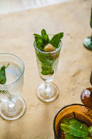 KIELISZEK DO SZAMPANA SZKLANY WZÓR PLASTRA DREWNA ARBRE PRZEZROCZYSTY