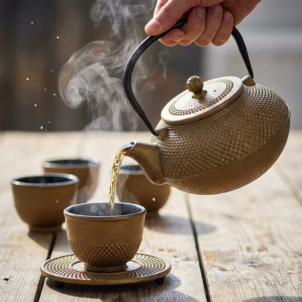 CZAJNIK ŻELIWNY 1,5L ZAPARZACZ DO HERBATY 4 CZARKI ZESTAW 5 ele NA PREZENT