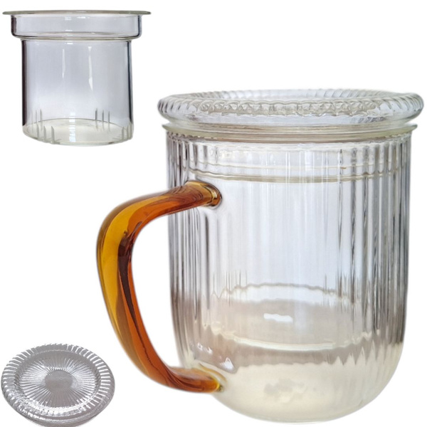 SZKLANKA KUBEK TERMICZNY 0,4L ZAPARZACZ SZKLANY DO PARZENIA HERBATY I ZIÓŁ