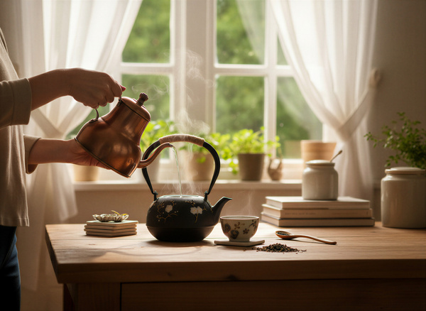 CZAJNIK ŻELIWNY 1L ZAPARZACZ DO HERBATY ZIÓŁ 2 CZARKI ŻELIWNE + PODGRZEWACZ