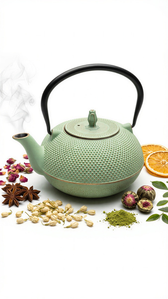 CZAJNIK ŻELIWNY IMBRYK 1.8L DUŻY MIĘTOWY DO HERBATY + ZAPARZACZ STALOWY